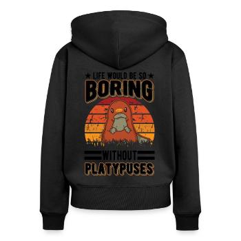 Platypus Gift Platypus - Women's Premium Organic Zip Hoodie - black - Back - Julia (174cm)