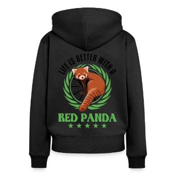 La vie est meilleure avec un panda roux roter panda - Sweat à capuche zippé Premium bio Femme - noir - Dos - Julia (174cm)