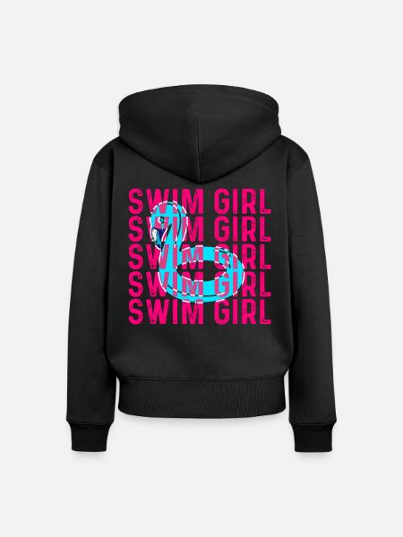 Schwimmen Mädchen - Frauen Premium Bio Zip Hoodie - Schwarz