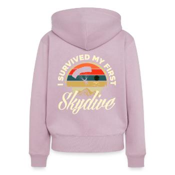 Premier saut en parachute parachutisme - Sweat à capuche zippé Premium bio Femme - rose poudré - Dos - Julia (174cm)