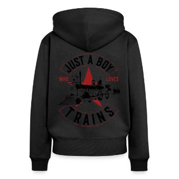 Steam Train Driver Trainspotting - Frauen Premium Bio Zip Hoodie - Schwarz - Hinten - Julia (174cm)