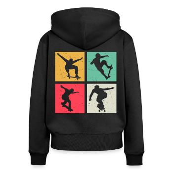 Skateboard Skateboarder Enfants Skateboard Skater - Sweat à capuche zippé Premium bio Femme - noir - Dos - Julia (174cm)