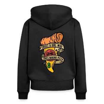 Pizza baker Pizzaiolo Crust A Girl - Women's Premium Organic Zip Hoodie - black - Back - Julia (174cm)
