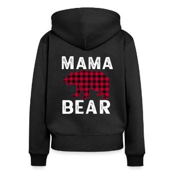 Mama Bear - Frauen Premium Bio Zip Hoodie - Schwarz - Hinten - Julia (174cm)