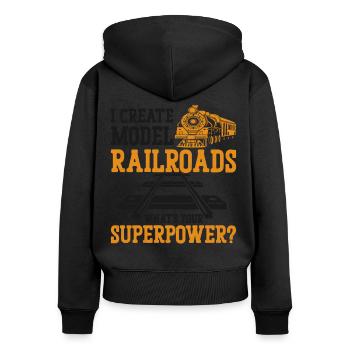 Steam Train Driver Trainspotting - Frauen Premium Bio Zip Hoodie - Schwarz - Hinten - Julia (174cm)
