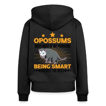 Opossum Gift Possum Pouch Rat - Women's Premium Organic Zip Hoodie - black - Back - Julia (174cm)