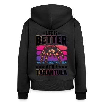 La vie est meilleure avec une Tarentule Tarantel - Sweat à capuche zippé Premium bio Femme - noir - Dos - Julia (174cm)