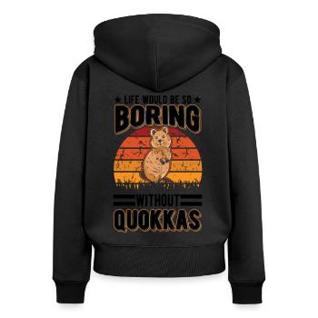 Quokka Cadeau Kangourou à queue courte - Sweat à capuche zippé Premium bio Femme - noir - Dos - Julia (174cm)