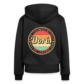 Doris Die Frau Der Mythos Die Legende - Frauen Premium Bio Zip Hoodie - Schwarz - Hinten - Julia (174cm)