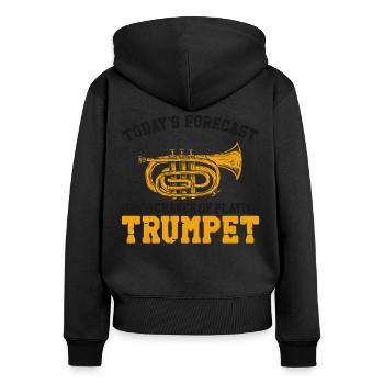 Trumpet Player Vintage Today's - Frauen Premium Bio Zip Hoodie - Schwarz - Hinten - Julia (174cm)