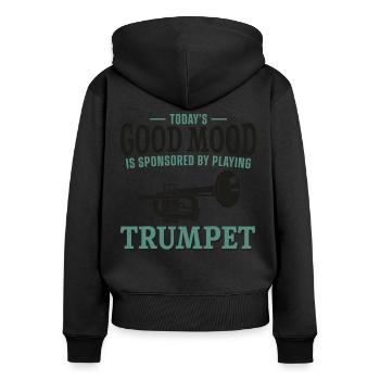 Trumpet Player Vintage Today's - Frauen Premium Bio Zip Hoodie - Schwarz - Hinten - Julia (174cm)