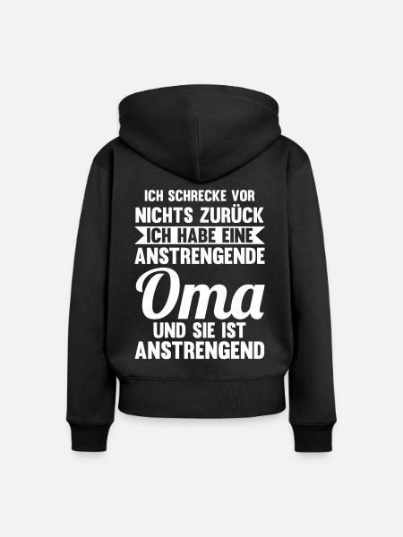 Großmutter Großmama Omi Oma - Frauen Premium Bio Zip Hoodie - Schwarz