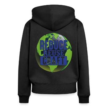 Reduzieren Sie die Wiederverwendung von Craft Earth Protection Support - Frauen Premium Bio Zip Hoodie - Schwarz - Hinten - Julia (174cm)