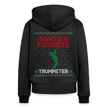 Trompettiste Noël moche - Sweat à capuche zippé Premium bio Femme - noir - Dos - Julia (174cm)