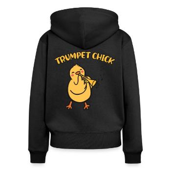 Trumpet Player Girl Chicken - Women's Premium Organic Zip Hoodie - black - Back - Julia (174cm)