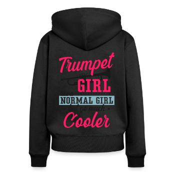 Trumpet Player Girl Trumpet Girl - Frauen Premium Bio Zip Hoodie - Schwarz - Hinten - Julia (174cm)