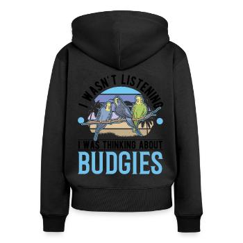 Budgerigar cockatiel Welli Parakeet - Women's Premium Organic Zip Hoodie - black - Back - Julia (174cm)
