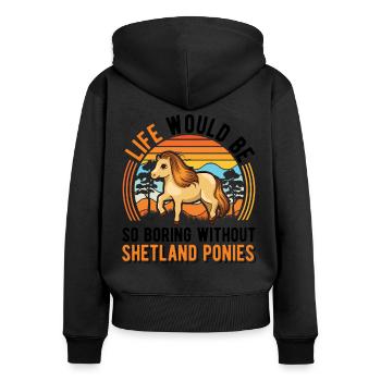 Shetland Pony Cadeau Shetty - Sweat à capuche zippé Premium bio Femme - noir - Dos - Julia (174cm)