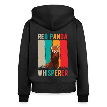 Roter Panda Flüsterer Red Panda Whisperer - Frauen Premium Bio Zip Hoodie - Schwarz - Hinten - Julia (174cm)
