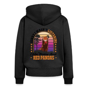 Red Panda Cadeau Panda Rouge - Sweat à capuche zippé Premium bio Femme - noir - Dos - Julia (174cm)