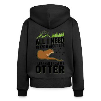 Loutre Cadeau Loutre Loutre Loutre Loutre de mer - Sweat à capuche zippé Premium bio Femme - noir - Dos - Julia (174cm)