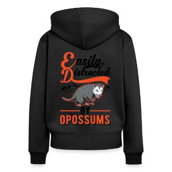 Facilement distrait par Opossums Possum Marsupial - Sweat à capuche zippé Premium bio Femme - noir - Dos - Julia (174cm)