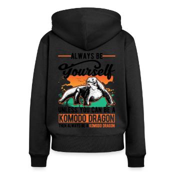 Komodo dragon Komodo dragon moniteur lézard - Sweat à capuche zippé Premium bio Femme - noir - Dos - Julia (174cm)