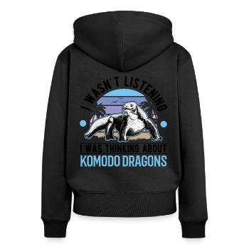 Komodo dragon moniteur lézard Komodo dragon - Sweat à capuche zippé Premium bio Femme - noir - Dos - Julia (174cm)