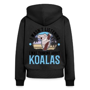 Amoureux des koalas Ours koala - Sweat à capuche zippé Premium bio Femme - noir - Dos - Julia (174cm)