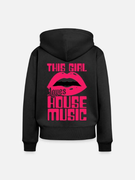 House Musik Girl - Frauen Premium Bio Zip Hoodie - Schwarz