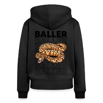 Ball Python 80's Style Baller Royal Python Snake - Frauen Premium Bio Zip Hoodie - Schwarz - Hinten - Julia (174cm)