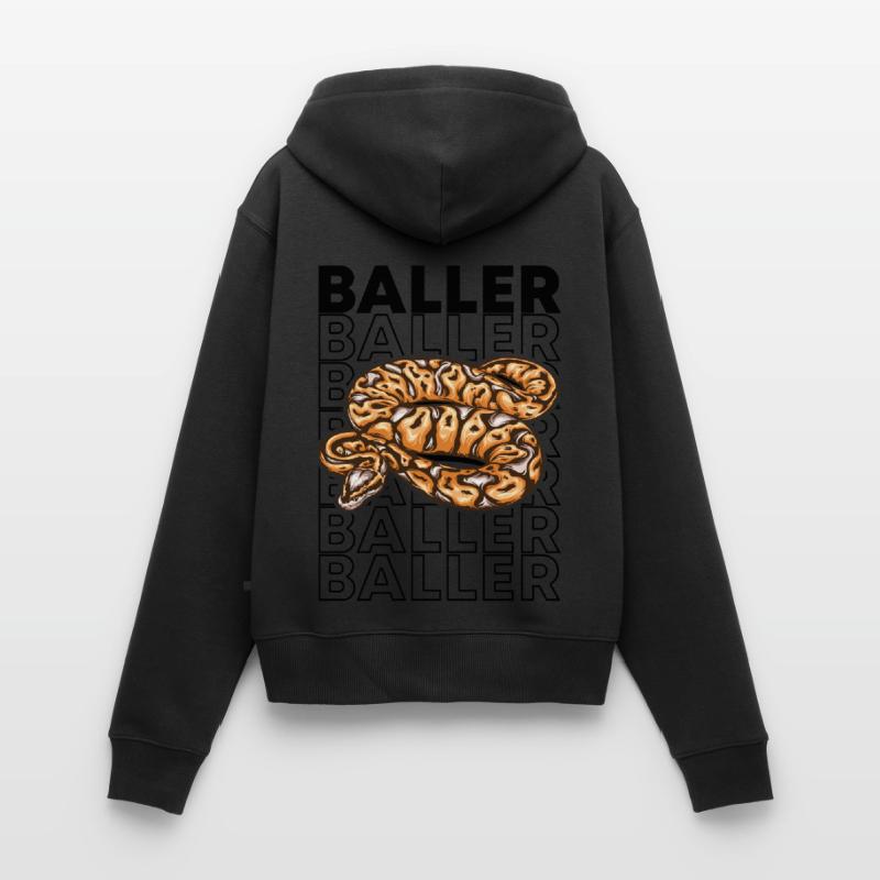 Ball Python 80's Style Baller Royal Python Snake Sweat à capuche zippé Premium bio Femme