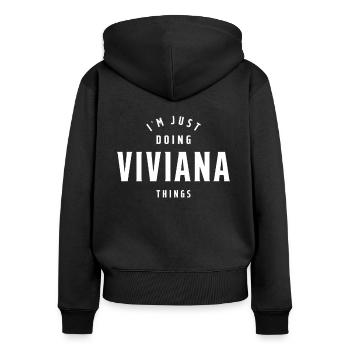 Je fais juste des choses Viviana Nom personnalisé - Sweat à capuche zippé Premium bio Femme - noir - Dos - Julia (174cm)