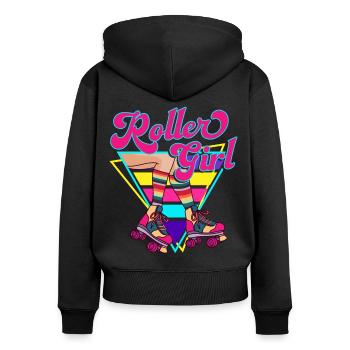 Roller Girl Retro 70s 80s Skater Roller Skates - Women's Premium Organic Zip Hoodie - black - Back - Julia (174cm)