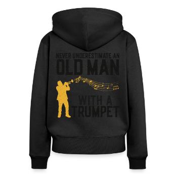 Trumpet Player Dad Father Retired - Frauen Premium Bio Zip Hoodie - Schwarz - Hinten - Julia (174cm)