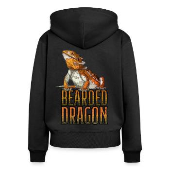 Bearded Dragon Reptile Keeper Beardie Retro - Women's Premium Organic Zip Hoodie - black - Back - Julia (174cm)