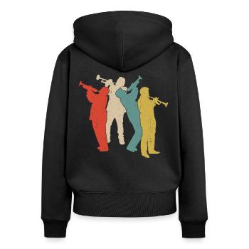 Trumpet Player Retro Vintage - Women's Premium Organic Zip Hoodie - black - Back - Julia (174cm)