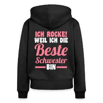 Beste Schwester - Frauen Premium Bio Zip Hoodie - Schwarz - Hinten - Julia (174cm)
