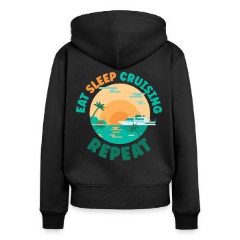 Vacances en bateau de croisière Manger dormir - Sweat à capuche zippé Premium bio Femme - noir - Dos - Julia (174cm)