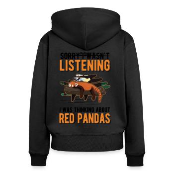 Panda roux Cadeau Panda roux - Sweat à capuche zippé Premium bio Femme - noir - Dos - Julia (174cm)