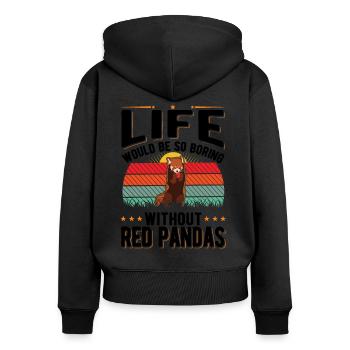 Cadeau panda roux - Sweat à capuche zippé Premium bio Femme - noir - Dos - Julia (174cm)