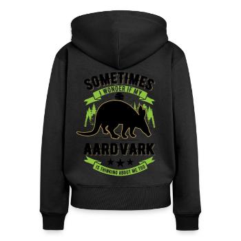 Erdferkel Geschenk Aardvark - Frauen Premium Bio Zip Hoodie - Schwarz - Hinten - Julia (174cm)