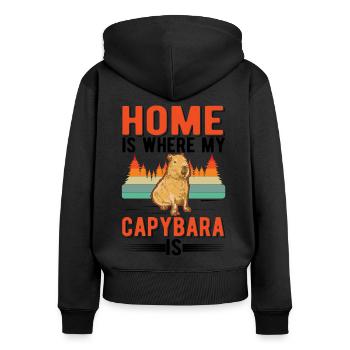 Home is where my Capybara is - Frauen Premium Bio Zip Hoodie - Schwarz - Hinten - Julia (174cm)