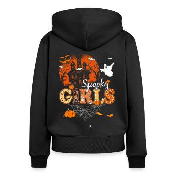 Spooky Girls Halloween Creeper Gift - Women's Premium Organic Zip Hoodie - black - Back - Julia (174cm)