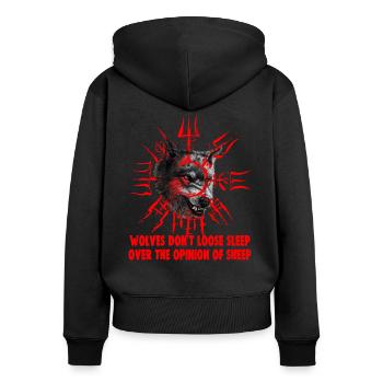 Vegvisir Odin avec Hugin et Munin - Vikings - Sweat à capuche zippé Premium bio Femme - noir - Dos - Julia (174cm)