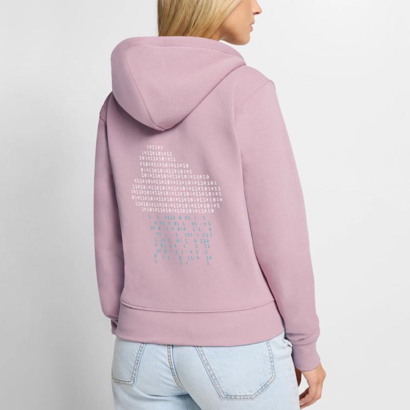 Programmer - binary code cloud rain Women's Premium Organic Zip Hoodie