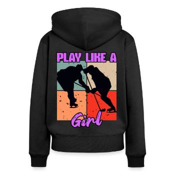 Eishockey Frauen Eishockeyspielerin Geschenk - Frauen Premium Bio Zip Hoodie - Schwarz - Hinten - Julia (174cm)