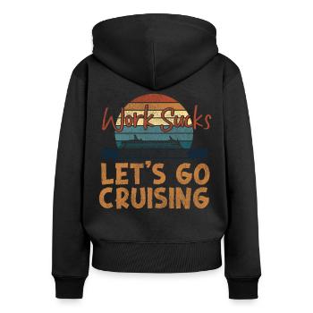 Cruise Ship Vacation Retro Vintage - Frauen Premium Bio Zip Hoodie - Schwarz - Hinten - Julia (174cm)