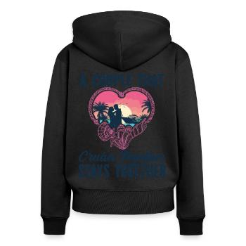 Couples de vacances en bateau de croisière - Sweat à capuche zippé Premium bio Femme - noir - Dos - Julia (174cm)