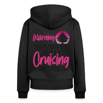 Avertissement de fille de vacances de bateau de croisière - Sweat à capuche zippé Premium bio Femme - noir - Dos - Julia (174cm)